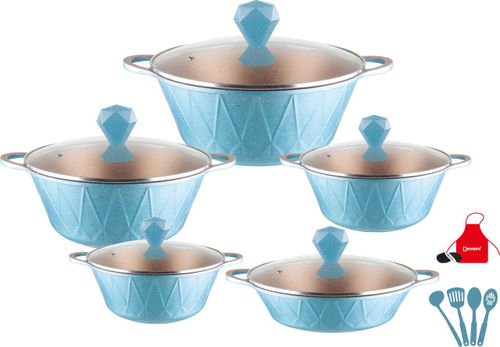 Dessini Granite Cookware Set 17 Pcs With Kitchen Tools - BlueKitchen StorageCasserole With Lid 20 cm Casserole With Lid 24 cm Casserole With Lid 28 cm Casserole With Lid 32 cm Shallow Casserole With Lid 28 cm 7-Piece Cooking Tools