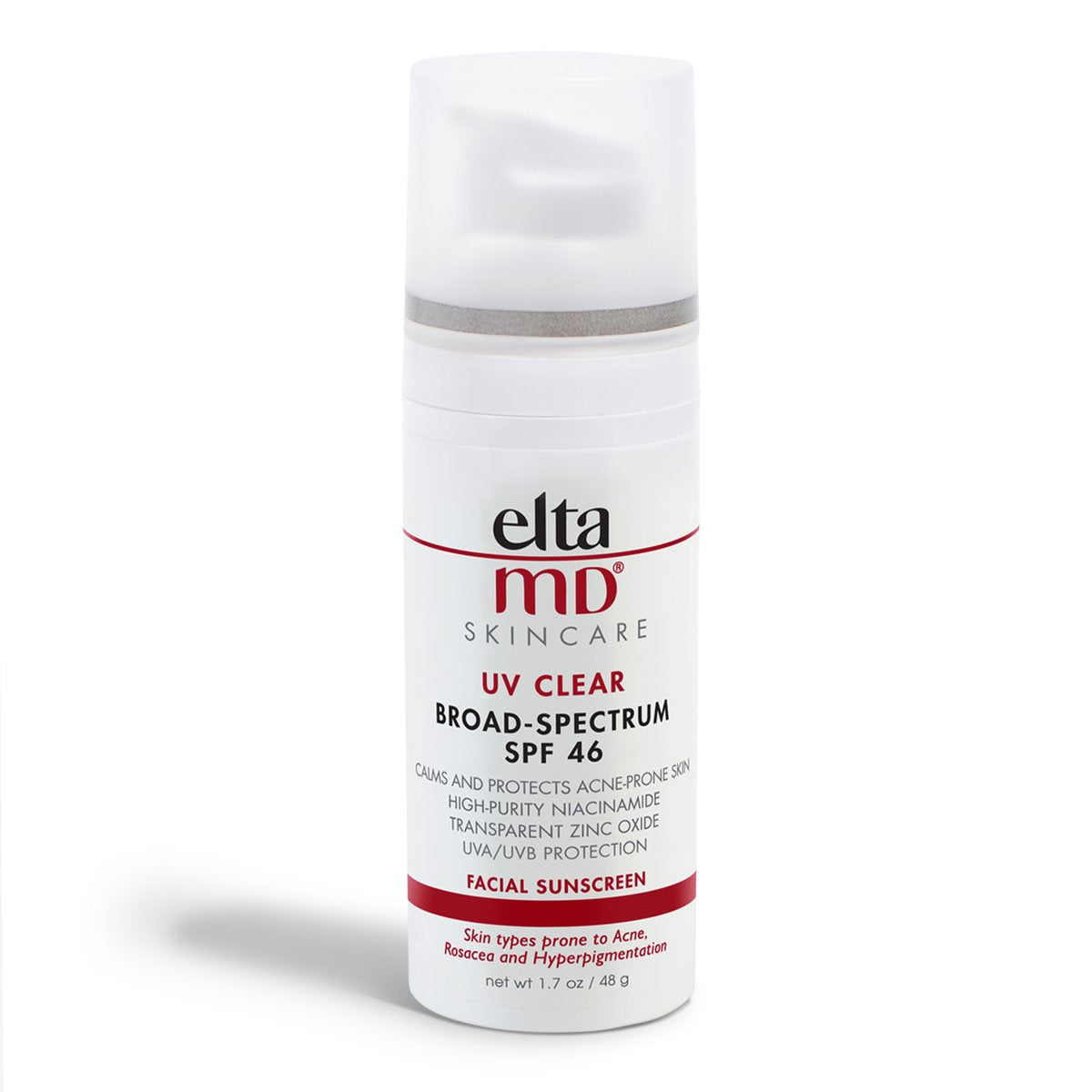 EltaMD UV Clear Broad-Spectrum SPF 46 for Sensitive or Acne-Prone Skin, 1.7 ozPersonal CareOil-free EltaMD UV Clear helps calm and protect sensitive skin types prone to discoloration and breakouts associated to acne and rosacea. It contains niacin-amide (