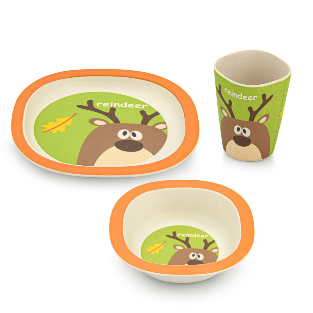 FISSMAN Bamboo Fibre Dinner Set Deer Set of 3 with Plate, Bowl, And CupNursing & Feeding9492 Dinner set DEER 3 pcs (bamboo fibre)