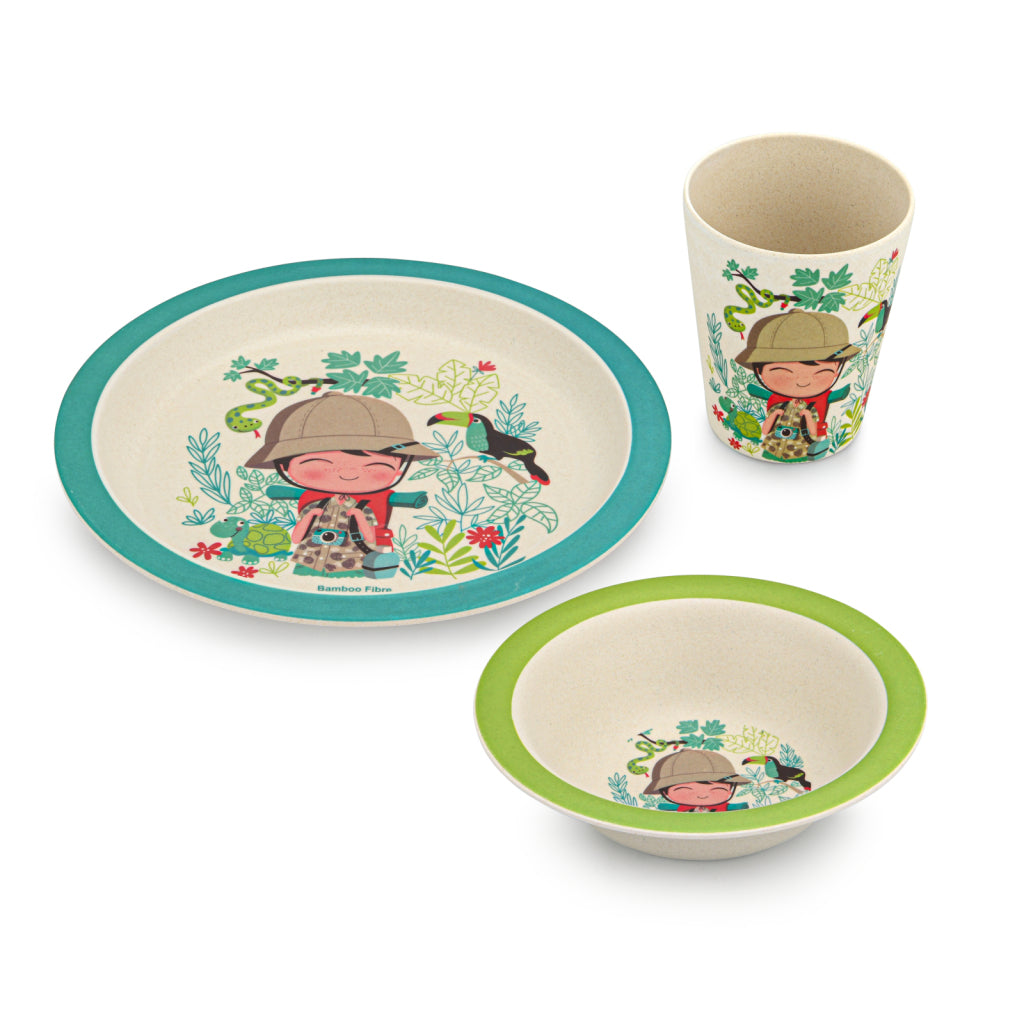 FISSMAN Bamboo Fibre Dinner Set Explorer Boy Set of 6 Plate, Bowl, And CupNursing & Feeding9496 Dinner set BOY 3 pcs (bamboo fibre)