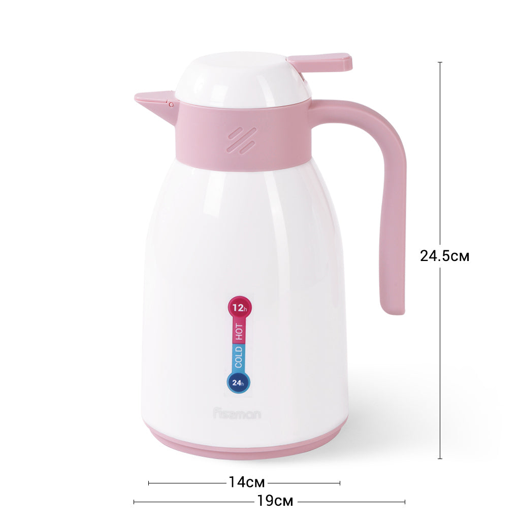 FISSSMAN Arabic Tea Pot, Vacuum Insulated Jug, Thermo with Glass Liner (White And Pink) 1000mlKitchen Storage9836 Vacuum insulated jug 1000 ml CREAM (plastic case with glass liner)