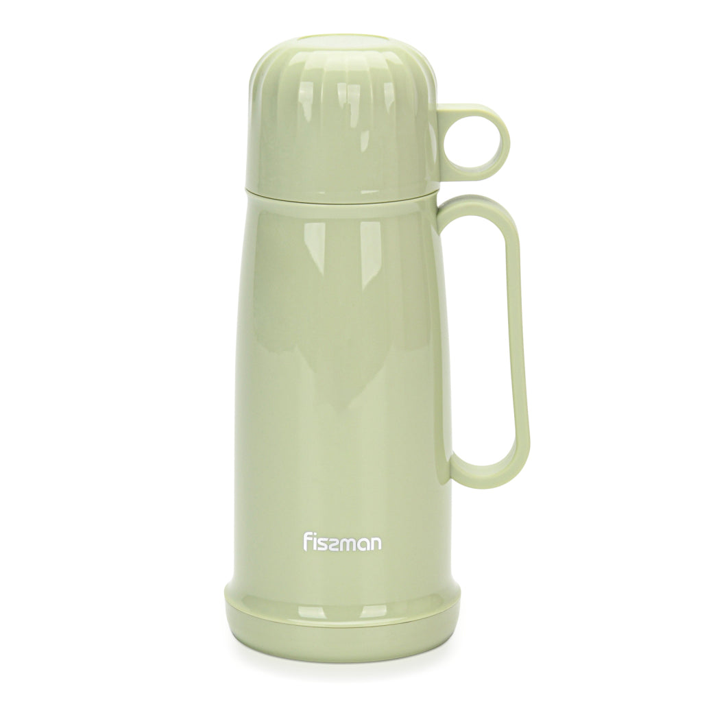 FISSMAN Thermo Vacuum Flask Plastic Case with Glass Liner 450ml (Olive Green)Kitchen Storage9837 Vacuum flask 450 ml OLIVE (plastic case with glass liner)