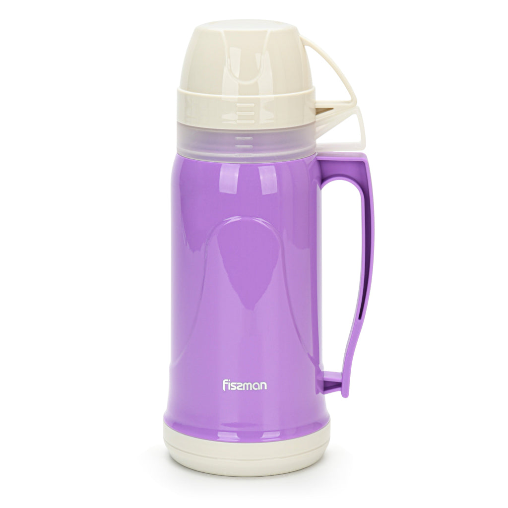 FISSMAN Thermo Vacuum Flask Plastic Case with Glass Liner 1000ml (Purple)Kitchen Storage9839 Vacuum flask 1000 ml VIOLET (plastic case with glass liner)