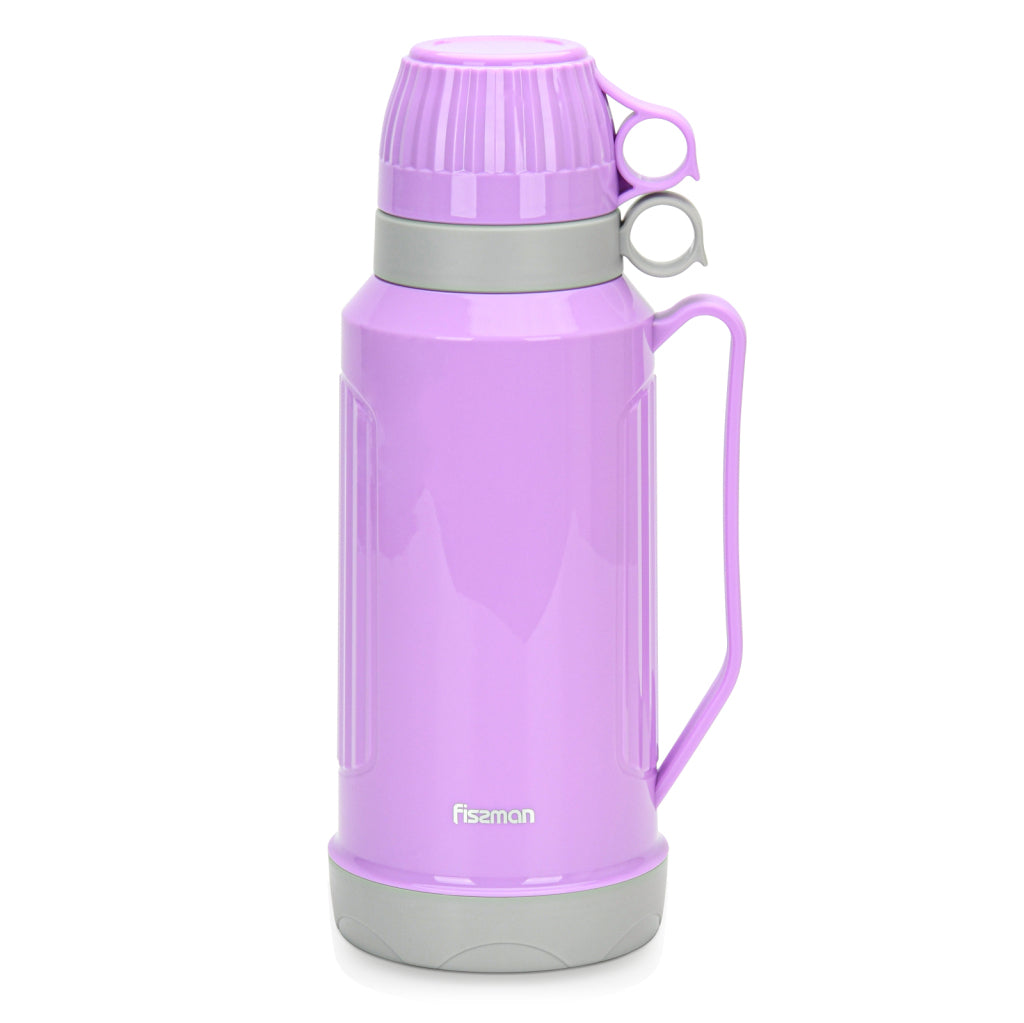 FISSMAN Plastic Case with Glass Liner Vacuum Flask 1800ml (Violet)Kitchen Storage9841 Vacuum flask 1800 ml VIOLET (plastic case with glass liner)