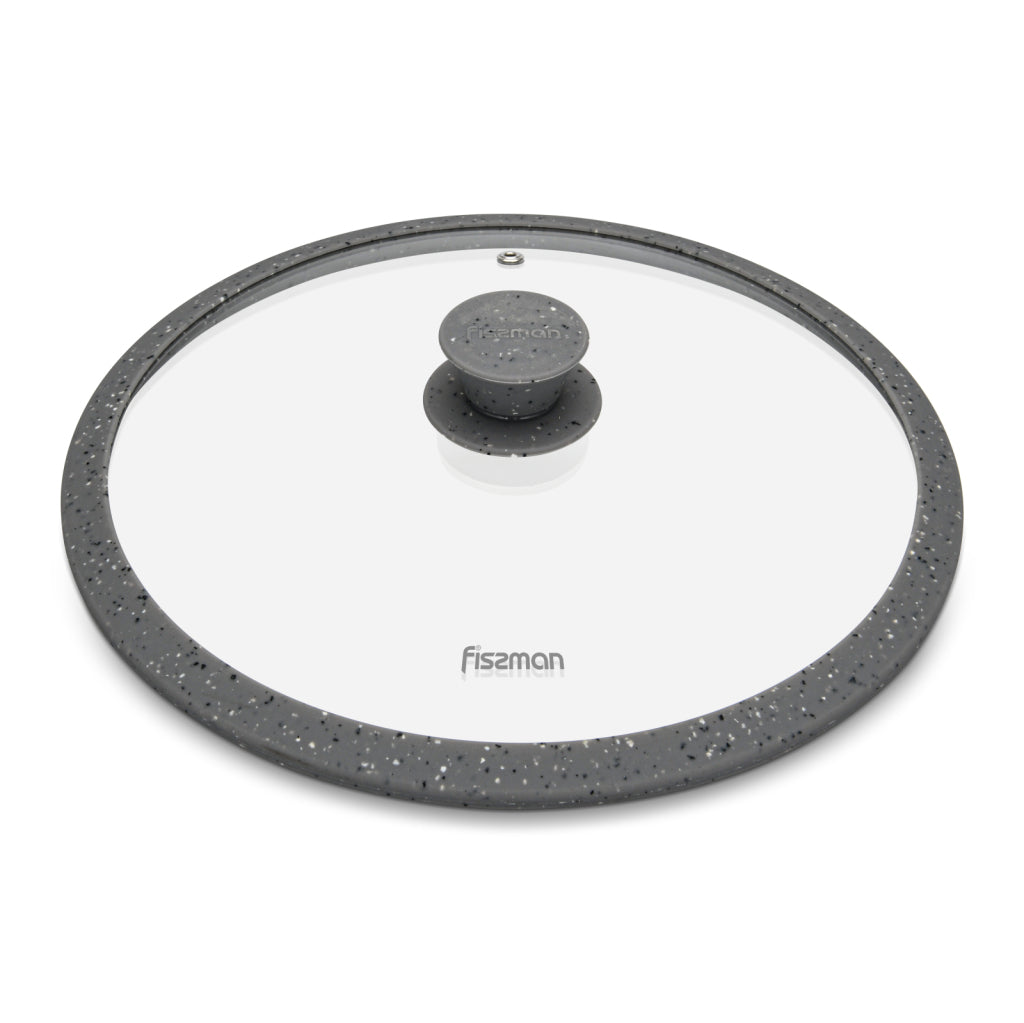 FISSMAN Glass Lid ARCADES 28cm with Marble Silicone RimKitchen Storage9984 Lid ARCADES 28 cm with marbling silicone rim (glass) Explore and use our innovative kitchen utensils that will pleasantly surprise you with their design and efficiency. A lid is ne