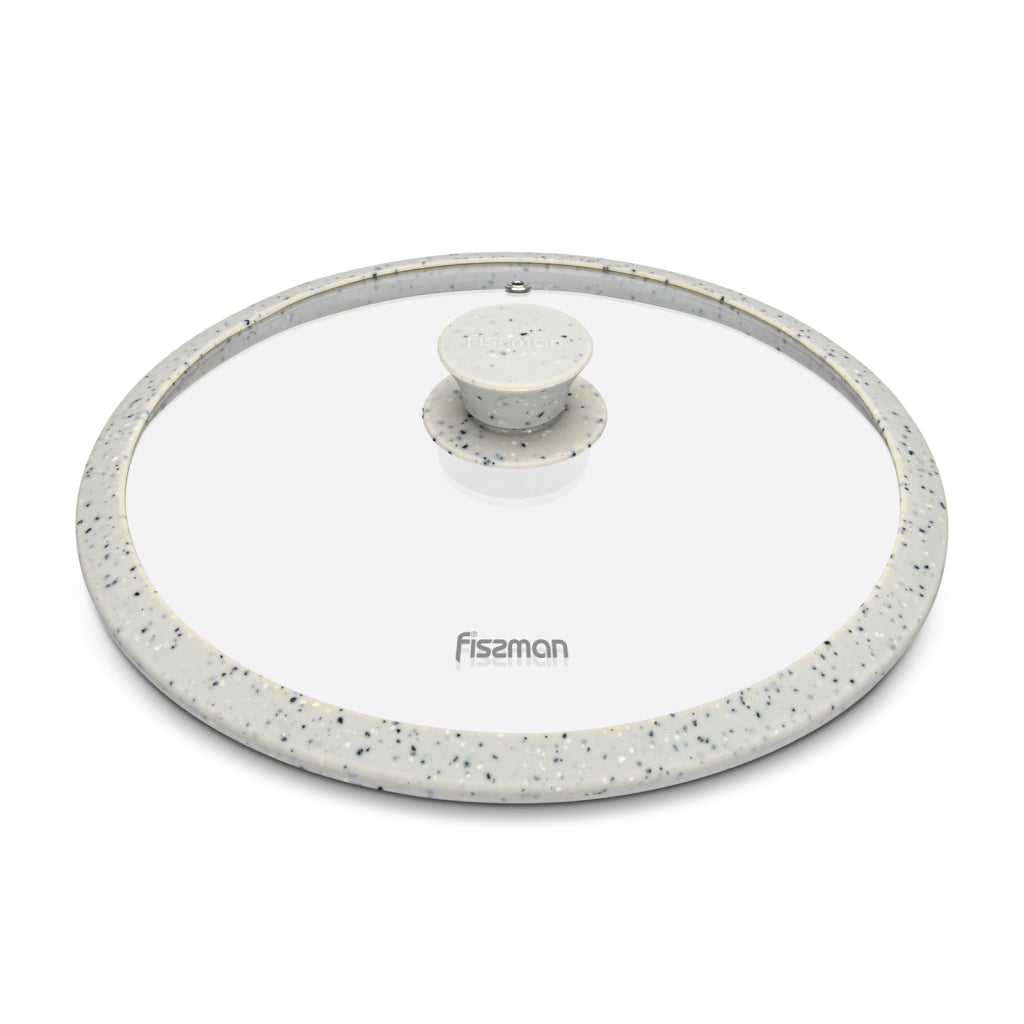 FISSMAN Glass Lid ARCADES 26cm with LIGHT GREY Marble Silicone RimKitchen Storage9997 Lid ARCADES 26 cm with LIGHT GREY marble silicone rim (glass) Explore and use our innovative kitchen utensils that will pleasantly surprise you with their design and eff
