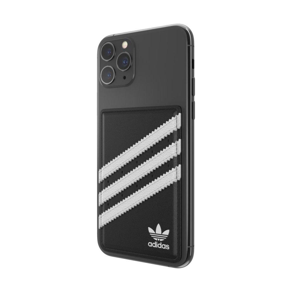 Adidas Originals Phone Pocket Universal Wallet Card Holder for iPhone, Samsung, Huawei & other smartphones, Hold 1x card, wireless charging compatible - Black and White