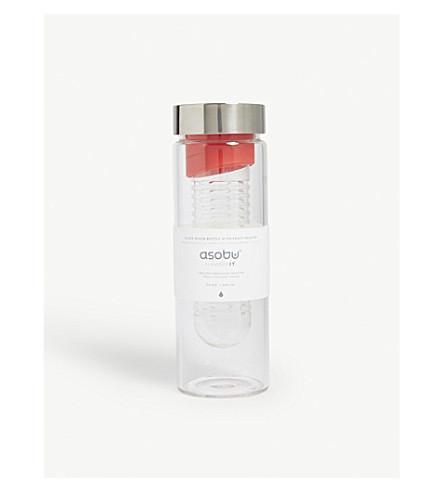 Asobu - Flavor It Glass Water Bottle With Fruit Infuser 600 ml - Red