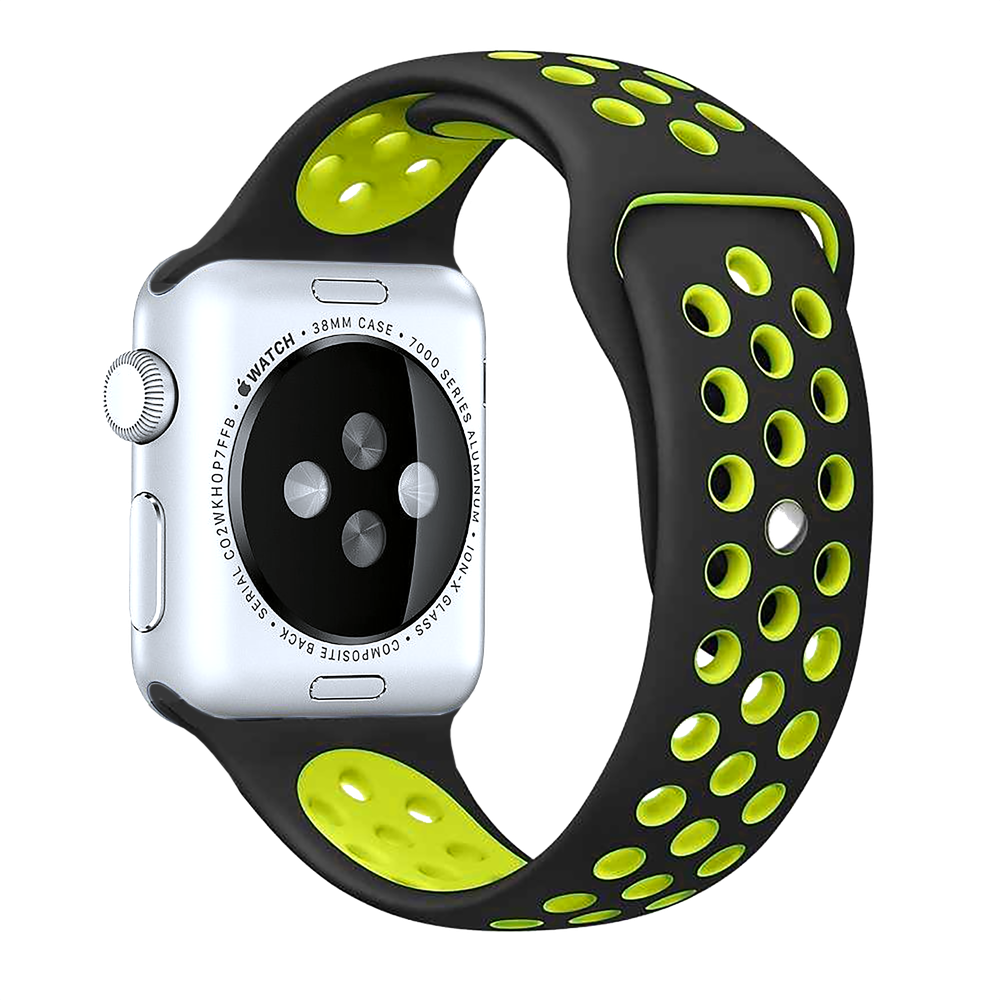 BeHello - Premium Apple Watch 42/44mm Silicone Strap - Black/Yellow