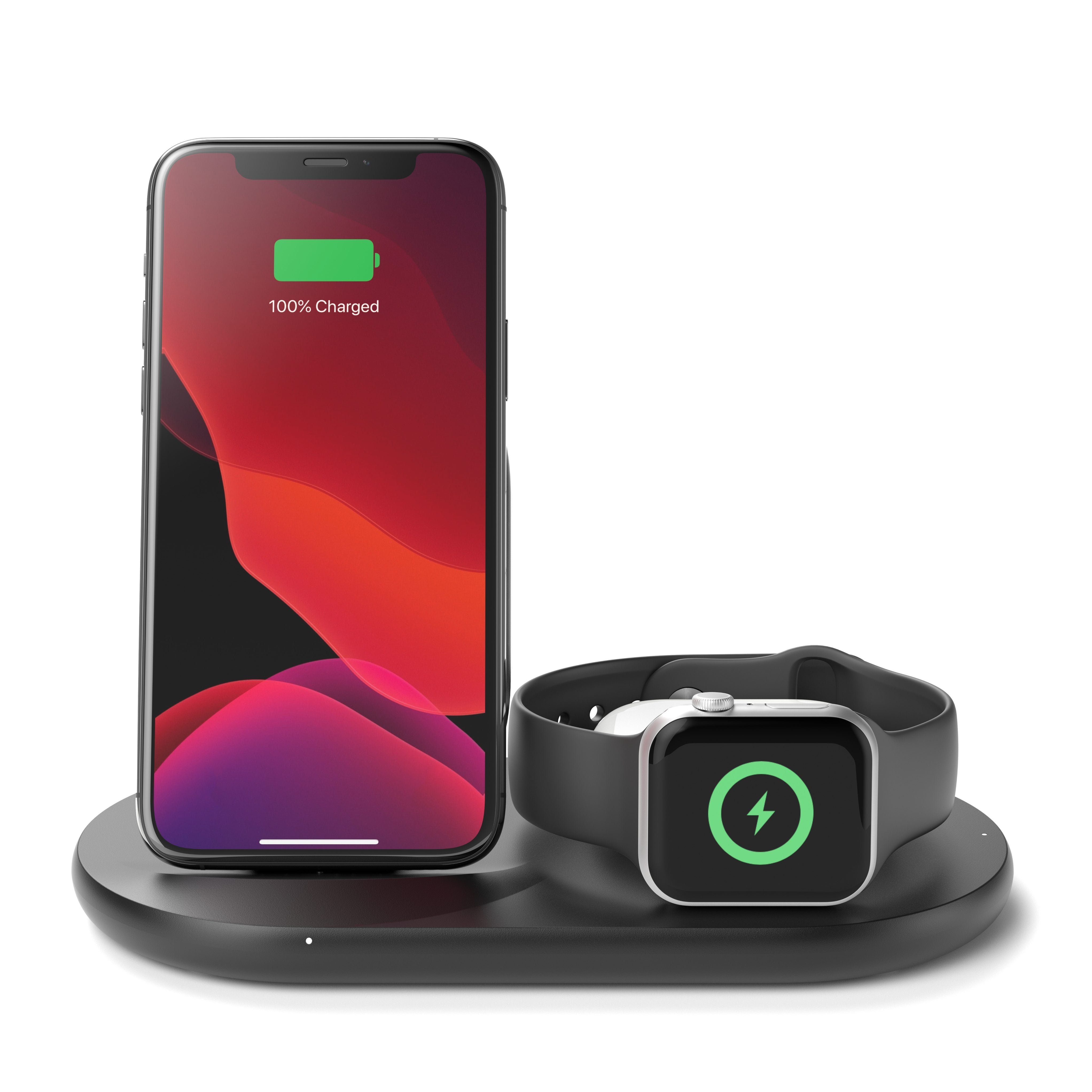 Belkin BOOST CHARGE 3-in-1 Wireless Charger - 10W Fast Qi Certified for iPhone 11/11Pro/ 11 Pro Max/Xs Max/XR/XS/X/8 Plus/8, Apple Watch Series 5/4/3/2/1 & Airpods Pro & QI enabled devices - Black