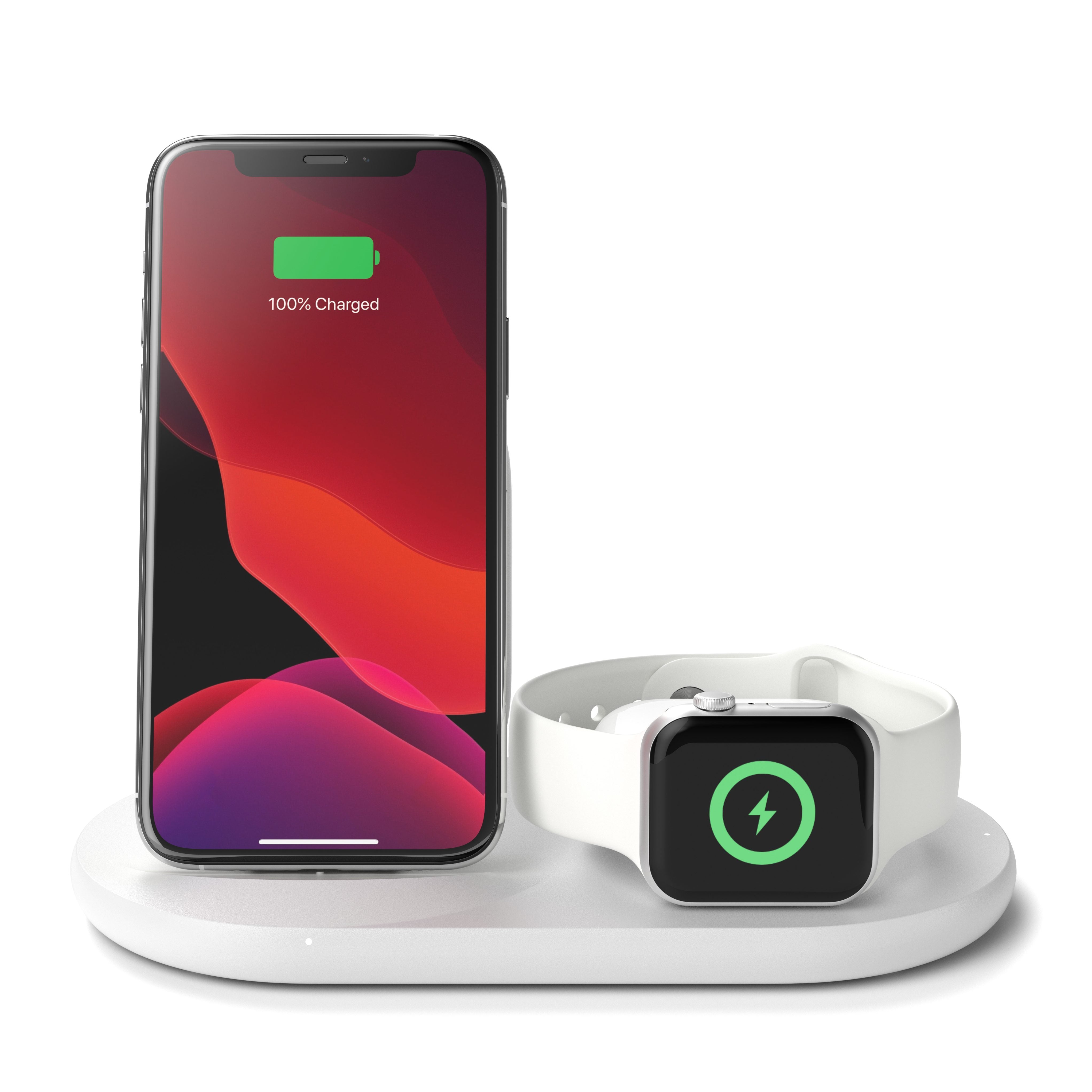 Belkin BOOST CHARGE 3-in-1 Wireless Charger - 10W Fast Qi Certified for iPhone 11/11Pro/ 11 Pro Max/Xs Max/XR/XS/X/8 Plus/8, Apple Watch Series 5/4/3/2/1 & Airpods Pro & QI enabled devices - White