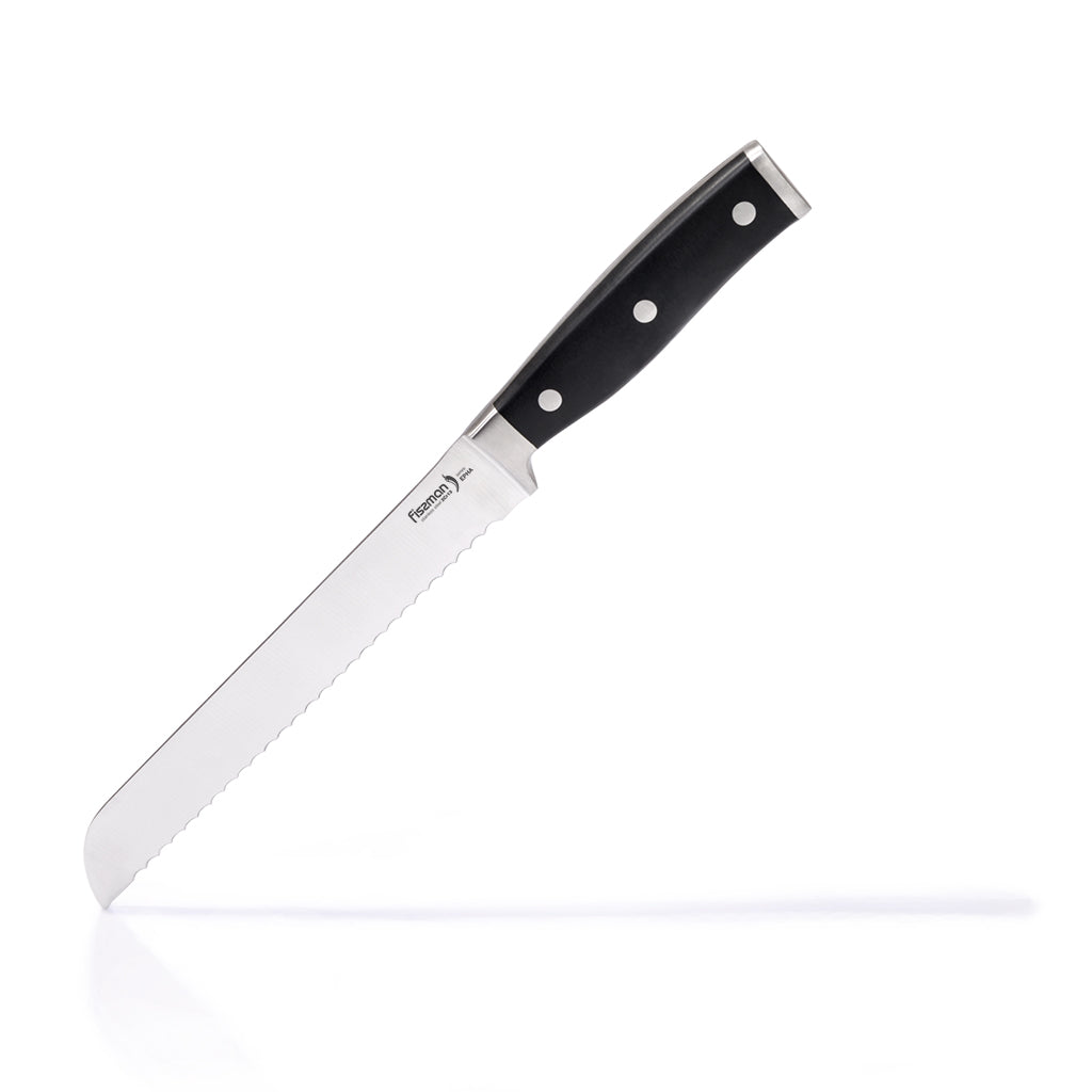 FISSMAN EPHA Bread Knife 20cmKitchen StorageEPHA Series The bread knife is suitable for slicing all types of bread, muffins, cakes, etc. The sharp blade can also be used for hard-skinned fruits such as watermelon, pineapple, or melon. EPHA series kitchen