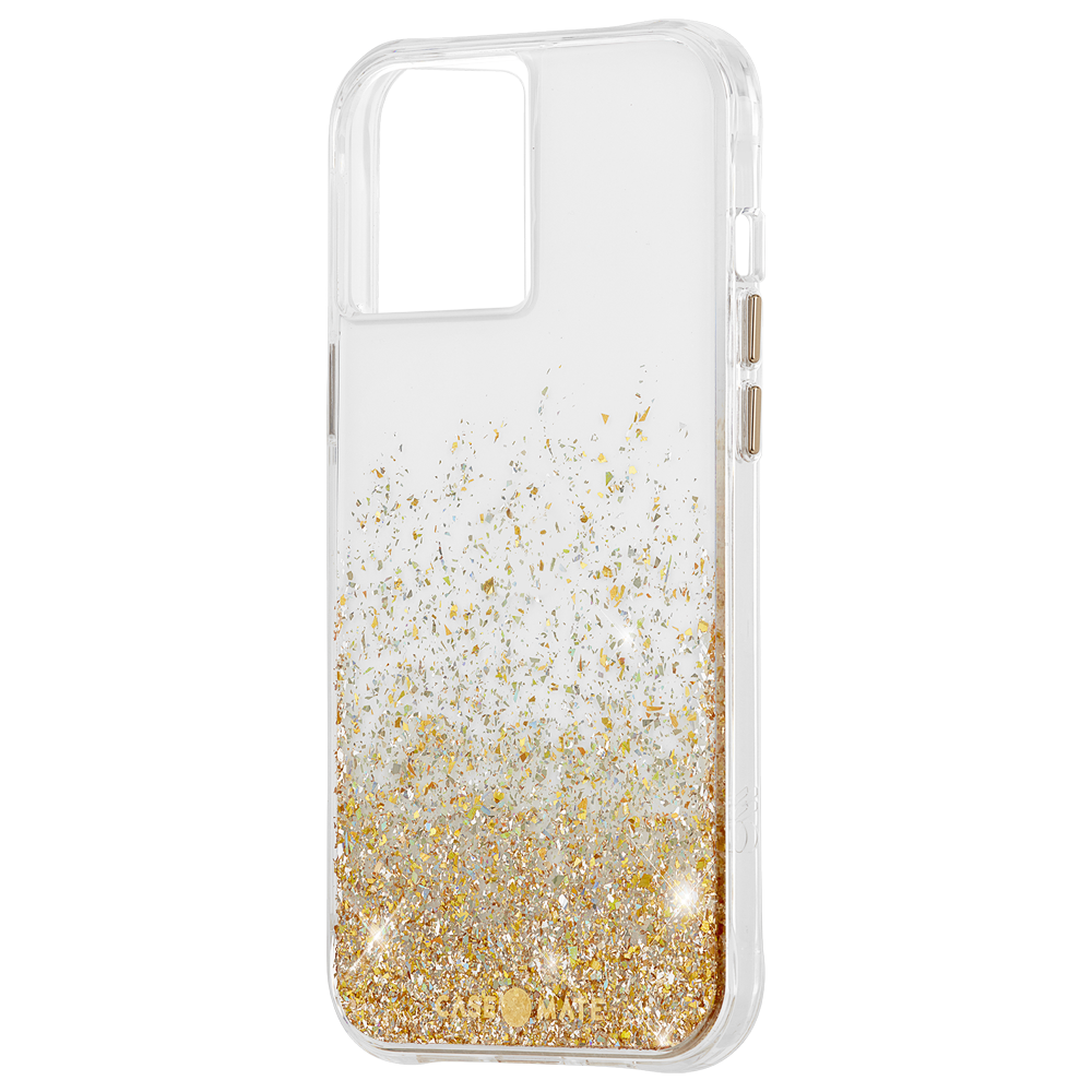 Case-Mate Twinkle Ombre Case for Apple iPhone 12 / 12 Pro - 10-Ft Drop Protection w/ Micropel Anti-microbial Layer 1-PC Construction Reflective Foil Design Wireless Charging Compatible - Gold