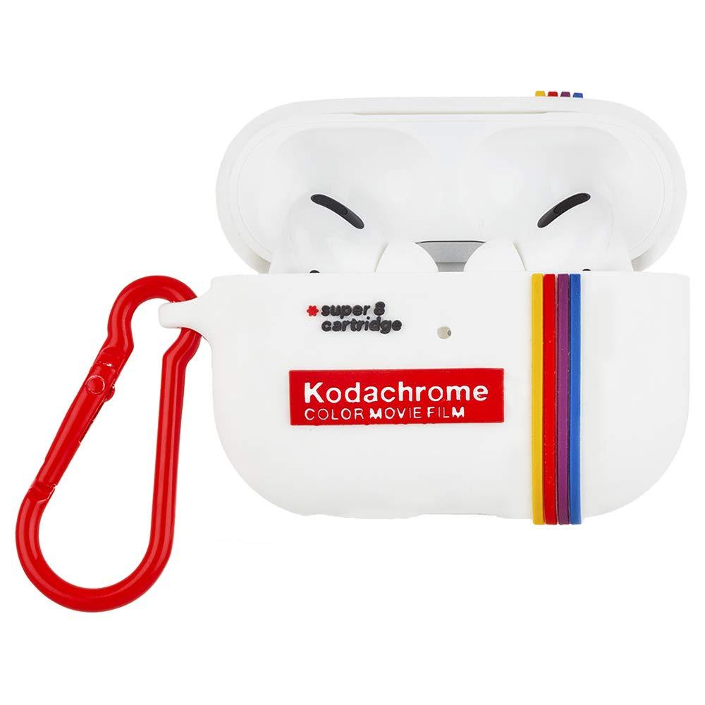 Case-Mate - Kodak AirPods Pro Case - Kodak White with Kodachrome Stripes with Red Clip