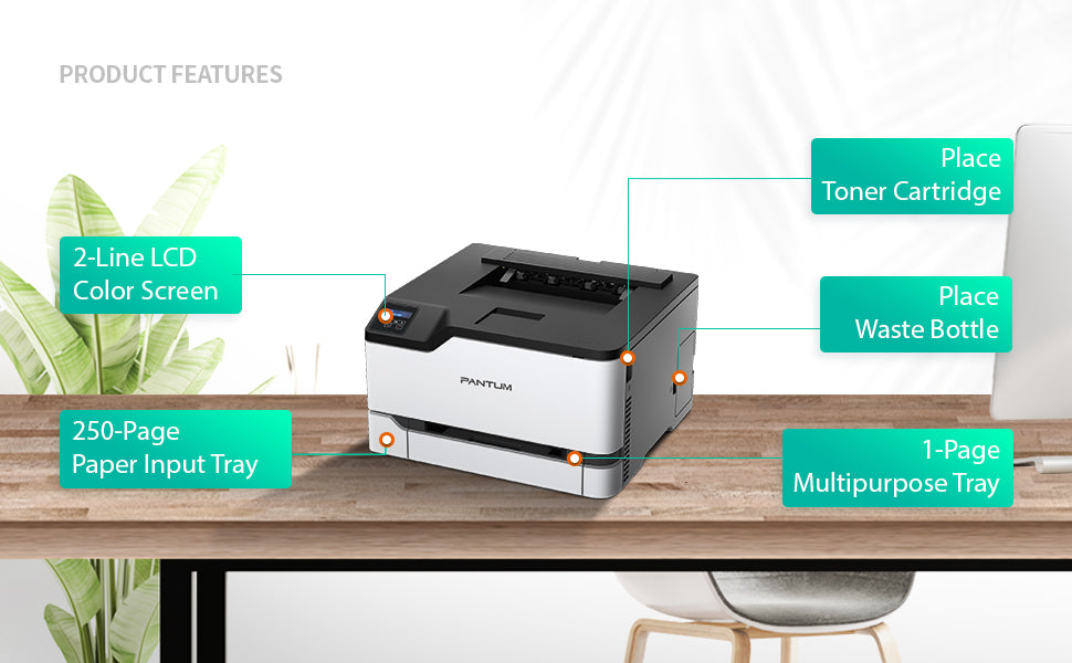 Pantum CP2200DW Color Laser Printer With Wireless Function - WhitePrinters & AccessoriesImpressive Performance. Brilliant Color ResultProfessional with enjoyable connectivity, this Pantum CP2200DW features an easy mobile printing or a wireless color print