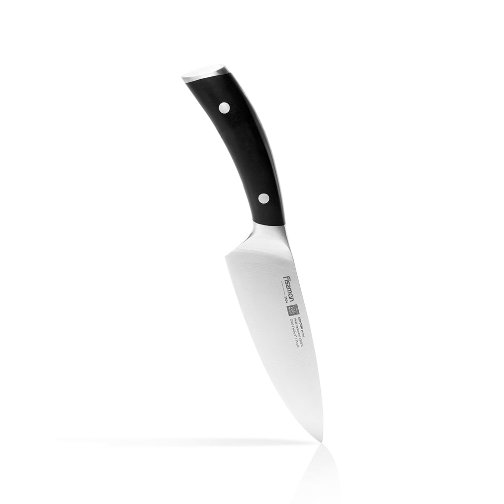 FISSMAN KOYOSHI Chef's Knife with German Stainless Steel 6inchKitchen StorageKitchen knives KOYOSHI Made of high-quality German steel X50CrMoV15. It is strong and durable, hardened up to HRC 57 on Rockwell scale. These knives are perfect for everyday use.