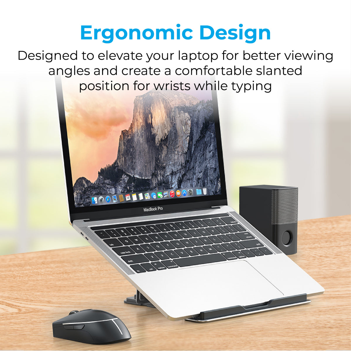 Promate Laptop Stand, Ergonomic Aluminum Multi-Level Notebook Stand up to 17 Inches with Anti-Slip Pads, Heat Dissipating and Foldable Design for MacBook Pro, Laptops, Tablets, Notebooks, DeskMate-5 Grey