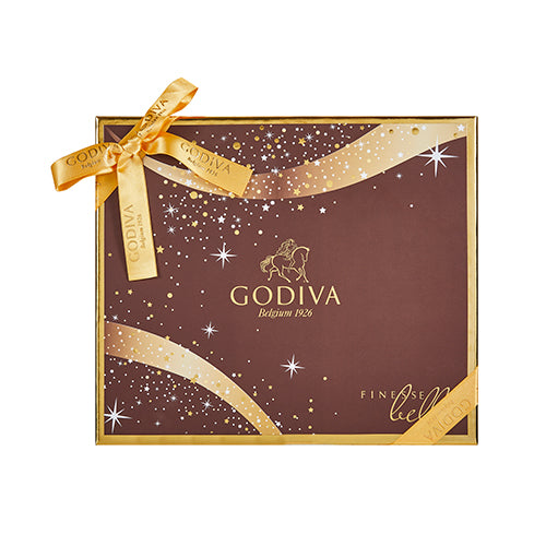 Godiva Dark & Milk Finesse Chocolate (individually wrapped chocos)Chocolate & ConfectioneryThe 75pc Finesse Belle gift box adorned with gold ribbon is the ideal gift. This gift box features Godiva logo embossed milk chocolates and dark chocolates, for the