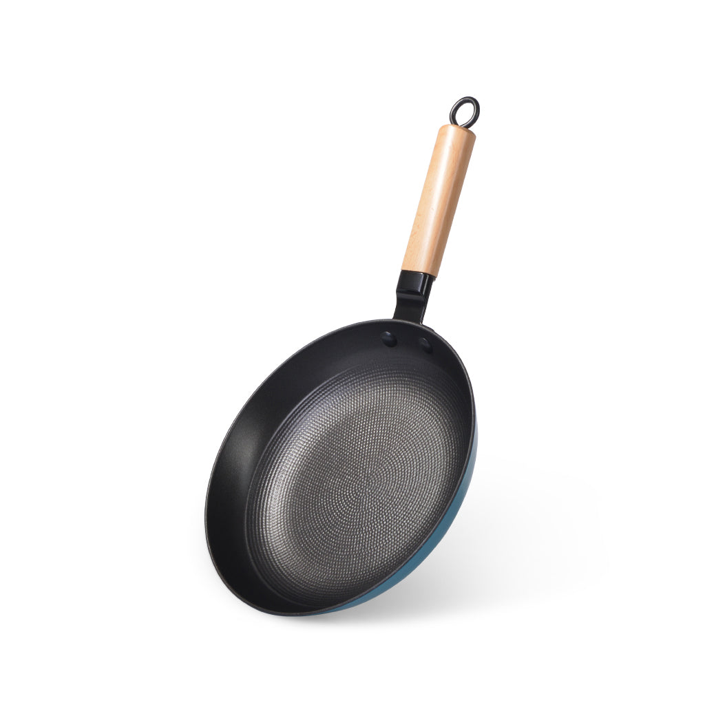 FISSMAN Frying Pan SEAGREEN 24x4.5cm with Wooden Handle Enamelled Lightweight Cast Iron with Non-Stick CoatingKitchen StorageSEAGREEN Cook like a professional chef and impress your family and friends! Get our Frying pan to be more innovative with your coo