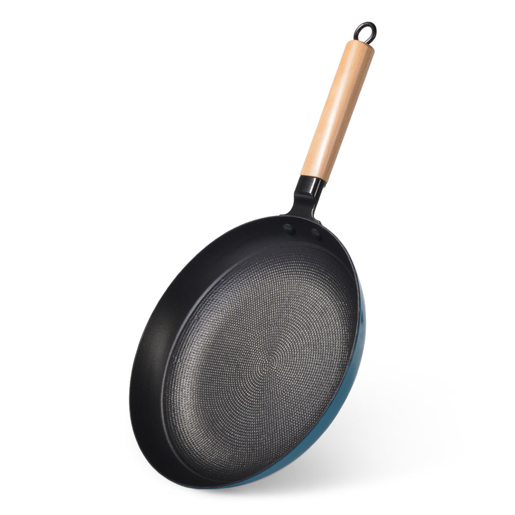 FISSMAN SEAGREEN Frying Pan 28cm Enamelled Lightweight Cast Iron with Non-Stick Coating with Wooden HandleKitchen StorageSEAGREEN Cook like a professional chef and impress your family and friends! Get our Frying pan to be more innovative with your cooking