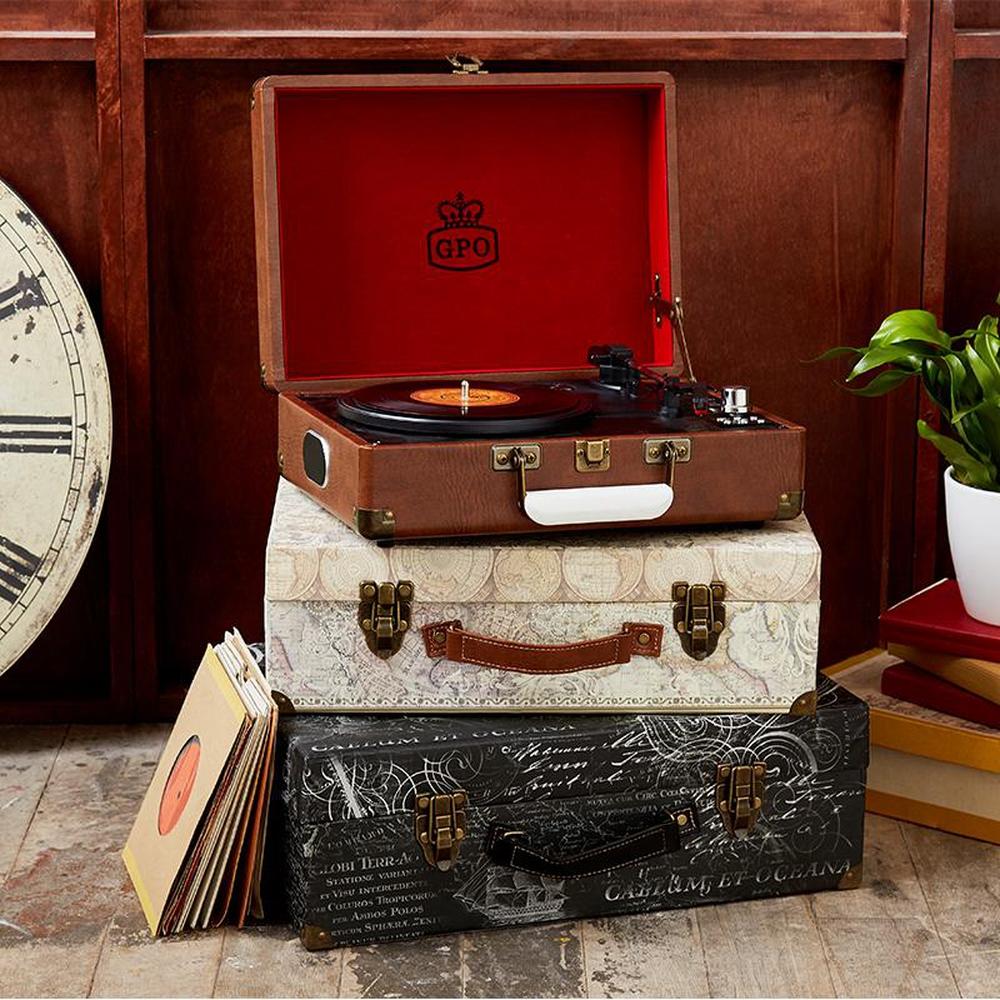 GPO Retro - Attache Vinyl Record Player Brown