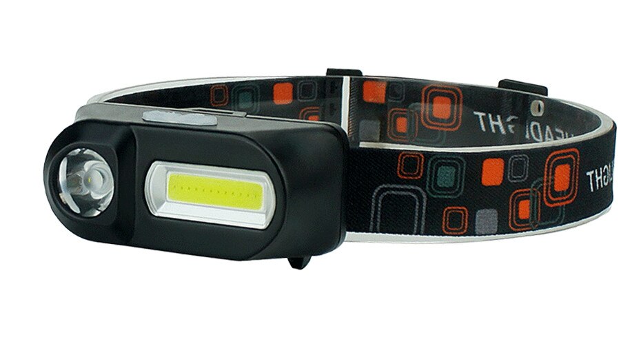 Double Light Source Headlight KX-1804OutdoorIt is compact, easy to use and carry. Adjustable headband, in line with ergonomic design. Two independent buttons of six lighting modes (COB highlight - COB flash - COB flash - XPE highlight - XPE low light - XP