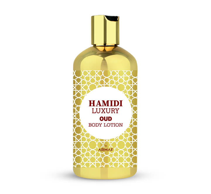 Hamidi Luxury Oud Body LotionPersonal CareCrafted to deliver nourished skin with the most delectable and luxurious essence of Oud, the Oud Body Lotion will keep your skin deeply hydrated, smooth and smelling decadent!