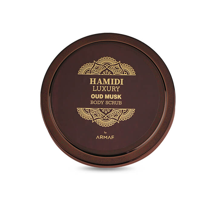 Hamidi Luxury Oud Musk Body ScrubPersonal CareEnticing and luxurious, the Oud Musk Body Scrub is crafted to be gentle enough to use every day. This body scrub, with exfoliating walnut shells and conditioning Vitamin E, cleanses and softens skin. Your skin