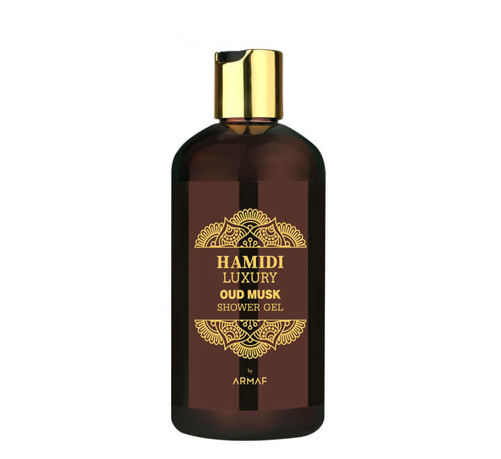 Hamidi Luxury Oud Musk Shower GelPersonal CareEnticing and luxurious, the Oud Musk Shower Gel is crafted with nourishing vitamin E and skin-loving aloevera in our most delectable formula, leaving skin feeling fresh with the grand fragrance medley of Oud a