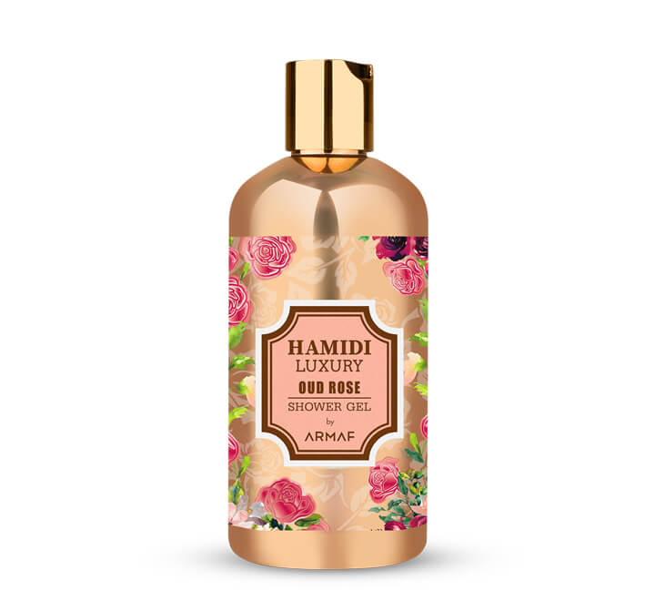 Hamidi Luxury Oud Rose Shower GelPersonal CareEnticing and luxurious, the Oud Rose Shower Gel is crafted with nourishing vitamin E and skin-loving aloevera in our most delectable formula, leaving skin feeling fresh with the grand fragrance medley of oud a