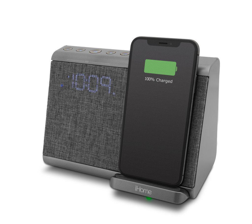 iHome - Bluetooth Dual Alarm Clock - Wireless Charging - Speakerphone and USB Charging Port