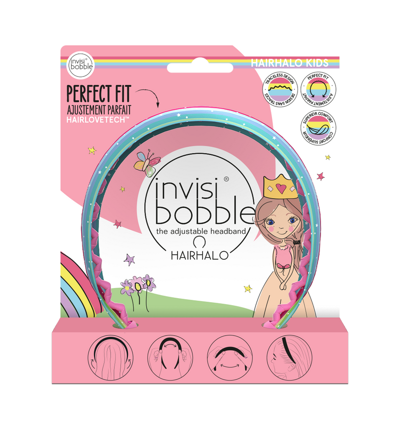 HAIRHALO Rainbow CrownHair Careinvisibobble HAIRHALO, the adjustable headband. With HAIRLOVETECH™, Its traceless design and spiral shape provide fewer pressure points on the head, resulting in superior comfort. The adjustable structure and special shape m