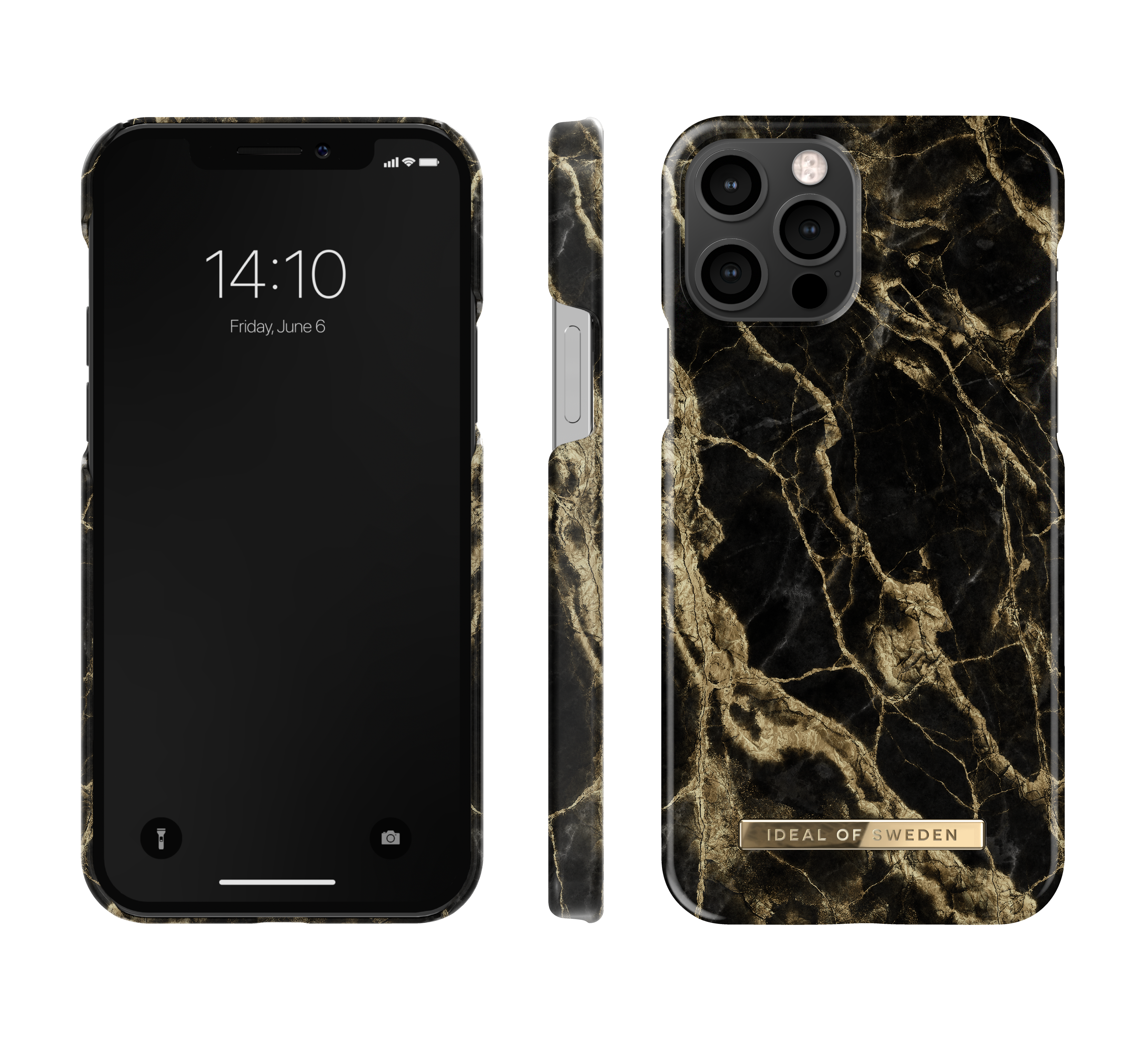 iDeal of Sweden MARBLE Apple iPhone 12 / 12 Pro Case - Fashionable Swedish Design Marble Stone iPhone Back Cover, Wireless Charging Compatible - Golden Smoke Marble