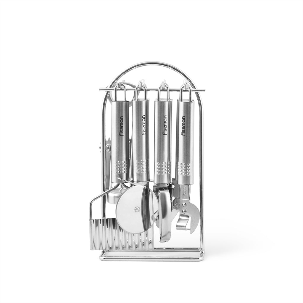 FISSMAN MISTRAL Kitchen Tools (Corkscrew, Y-Shaped Vegetable Peeler, Grooved Knife, Pizza Cutter, Garlic Press, Can and Bottle Opener And P-Shaped Vegetable Peeler)Kitchen StorageWith the right kitchen tools from FISSMAN, even a novice chef will feel like