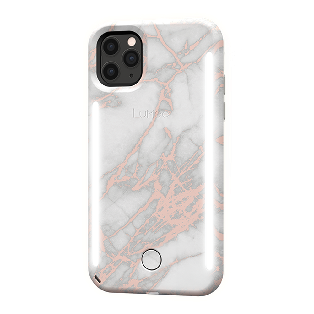 Lumee - Duo Case for iPhone 11 Pro - Metallic Marble - White Rose Gold