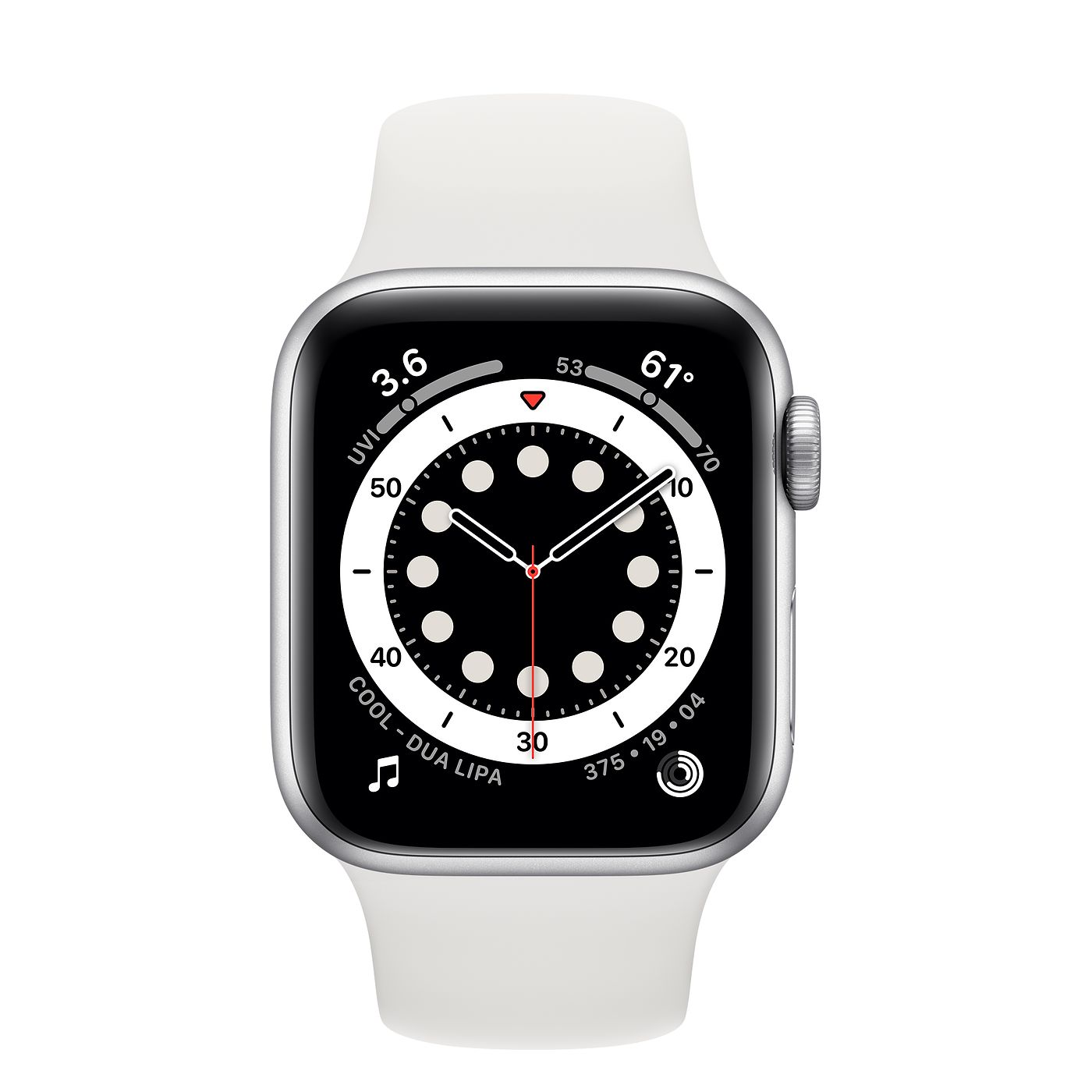 Apple Watch Series 6 Silver Aluminum Case with White Sport Band - Regular