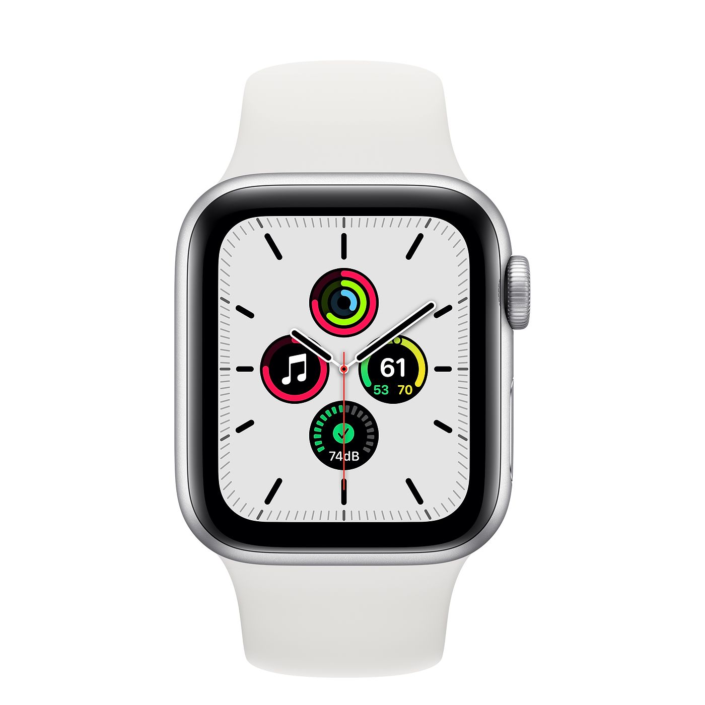 Apple Watch SE Silver Aluminum Case with White Sport Band - Regular
