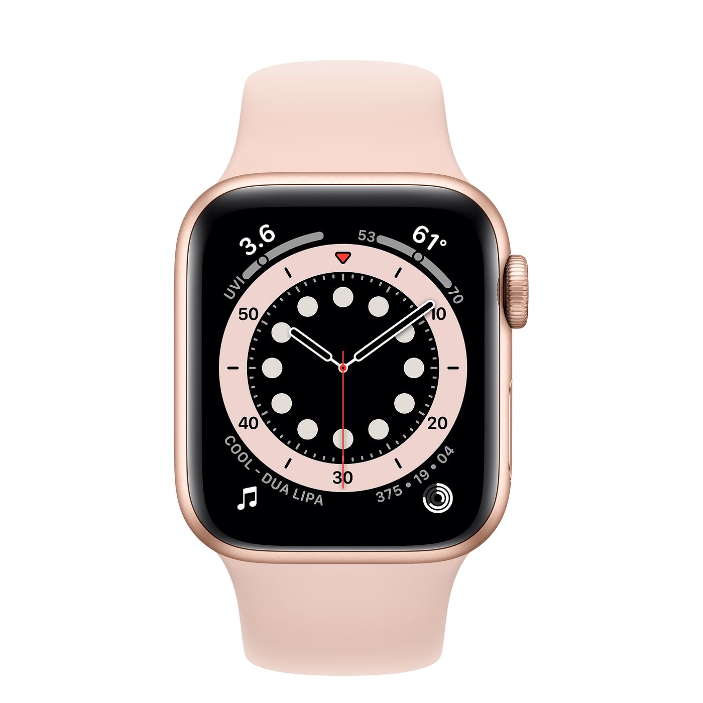 Apple Watch Series 6 Gold Aluminum Case with Pink Sand Sport Band - Regular