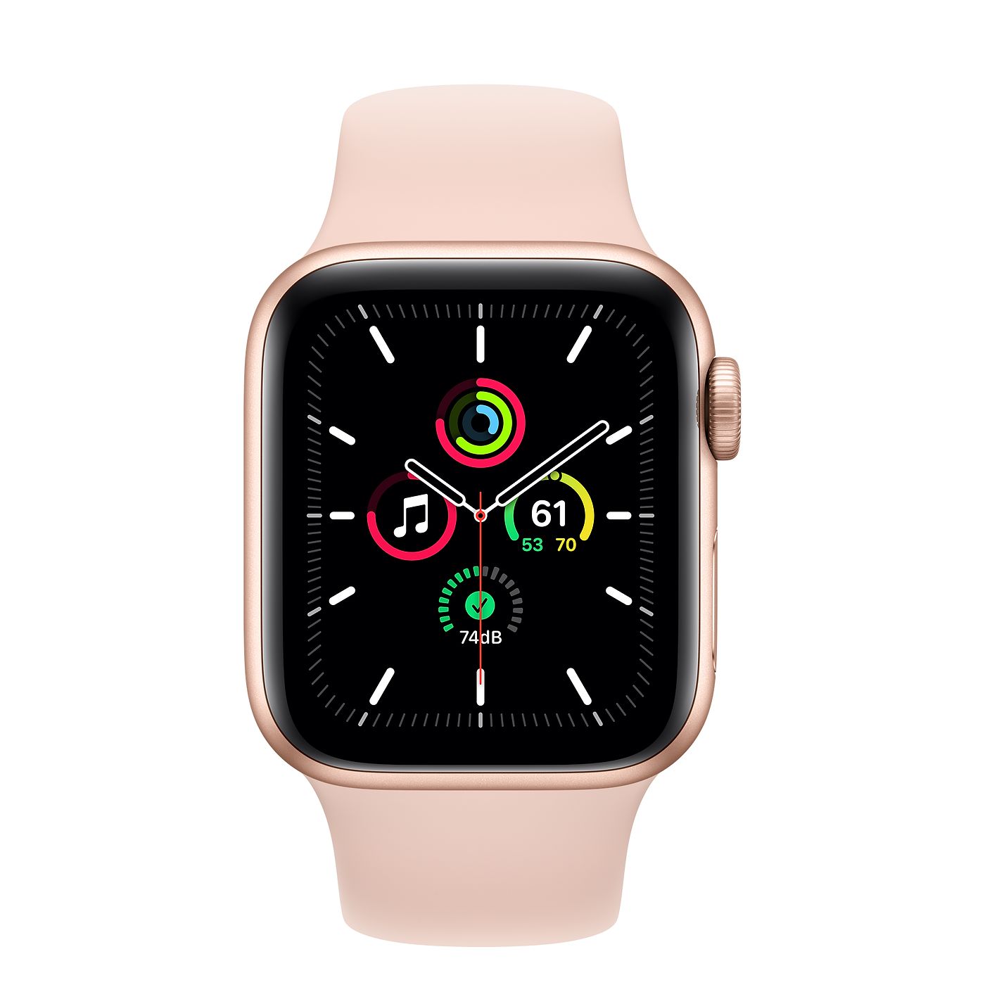Apple Watch SE Gold Aluminum Case with Pink Sand Sport Band - Regular