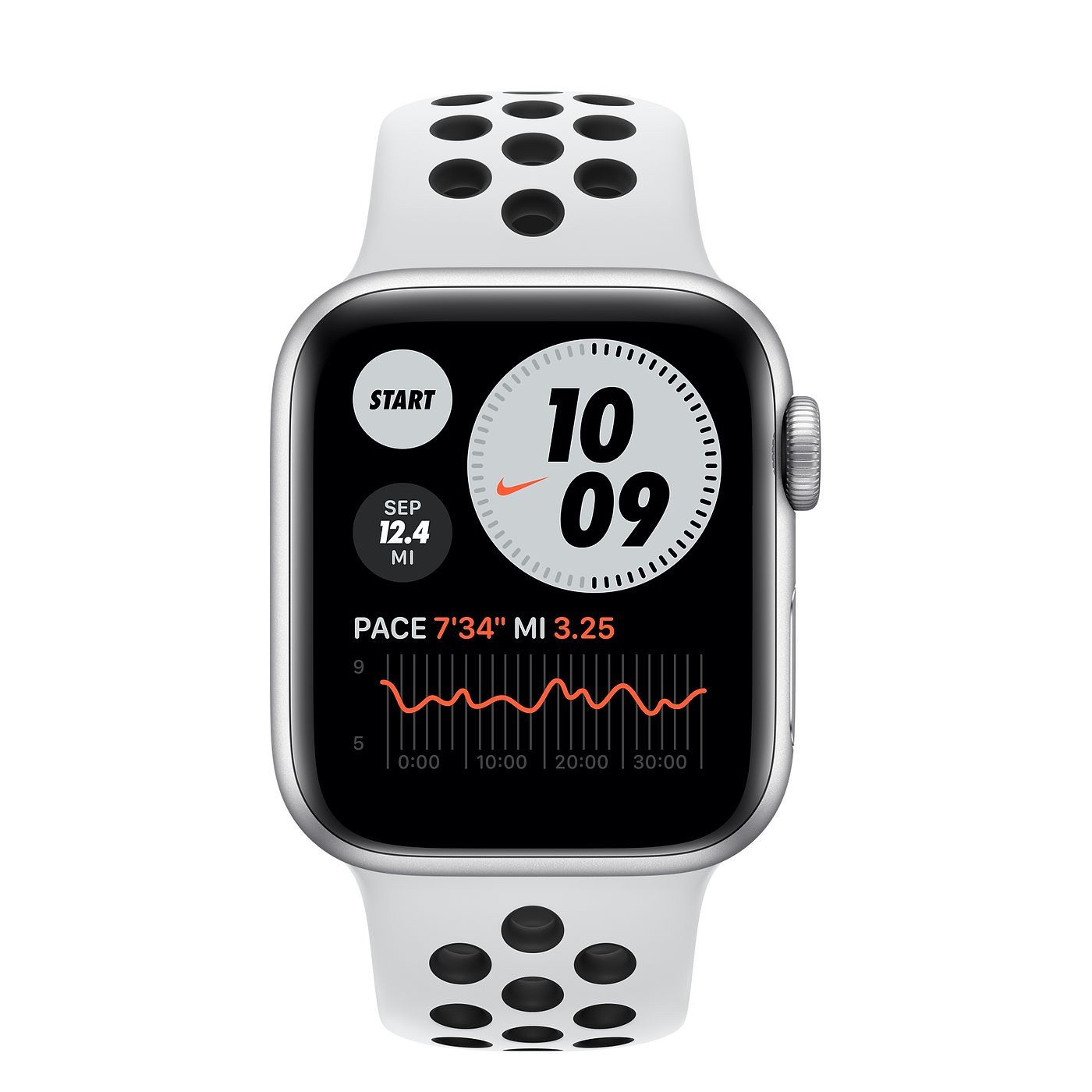 Apple Watch Nike Series 6 Silver Aluminum Case with Pure Platinum/Black Nike Sport Band - Regular