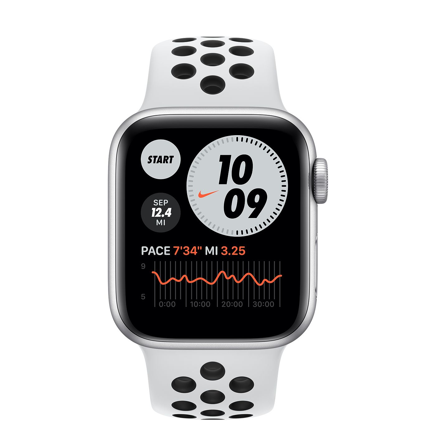 Apple Watch Nike SE Silver Al Aluminum Case with Pure Platinum/Black Nike Sport Band - Regular