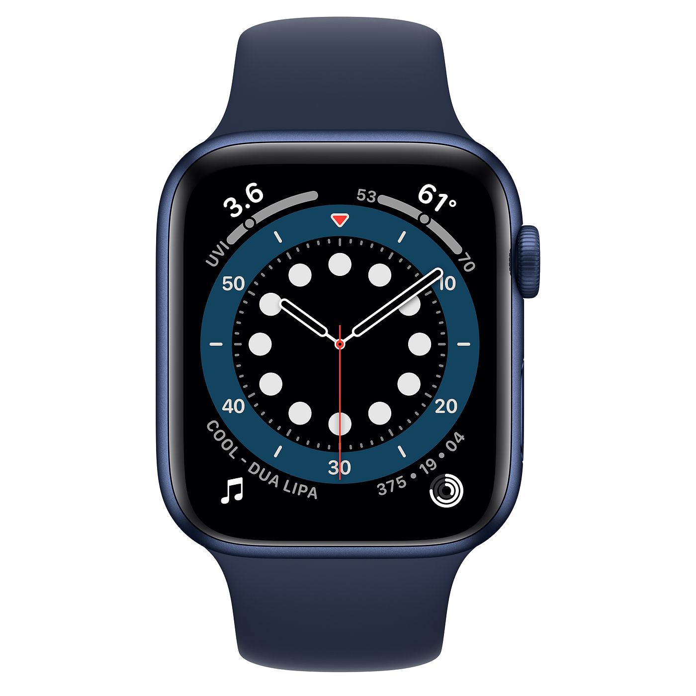 Apple Watch Series 6 Blue Aluminum Case with Deep Navy Sport Band - Regular