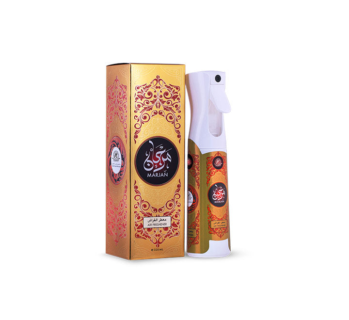 Air Freshener Marjan 320MLHome EnvironmentThis floral fruity fragrance highlight a stimulating fruit bouquet with a relaxing dry down of patchouli, amber and vanilla.