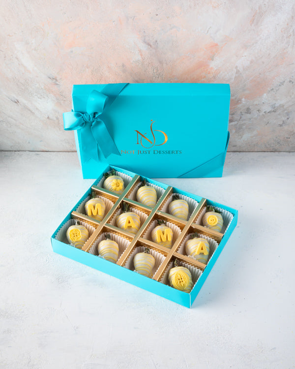 12pcs Customisable Strawberry boxChocolate & Confectionery12pcs chocolate covered strawberry with a option to write any 4/8/12 letters of your choice - your box, served in your style Tray dimensions: length: 19cm wide: 24cm HANDLING AND STORAGE Keep away