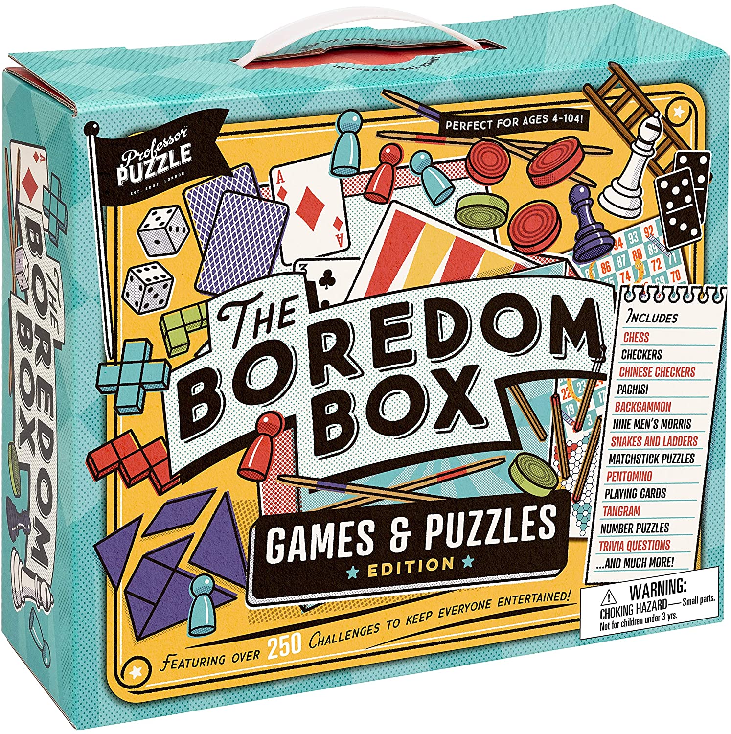 Professor Puzzle  THE BOREDOM BOX - Huge Games & Puzzles Set - Over 250 Activities from Classic Board Games to lateral Thinking Puzzles | Brain Train Indoor Games for Kids, Family, Friends|Game Night