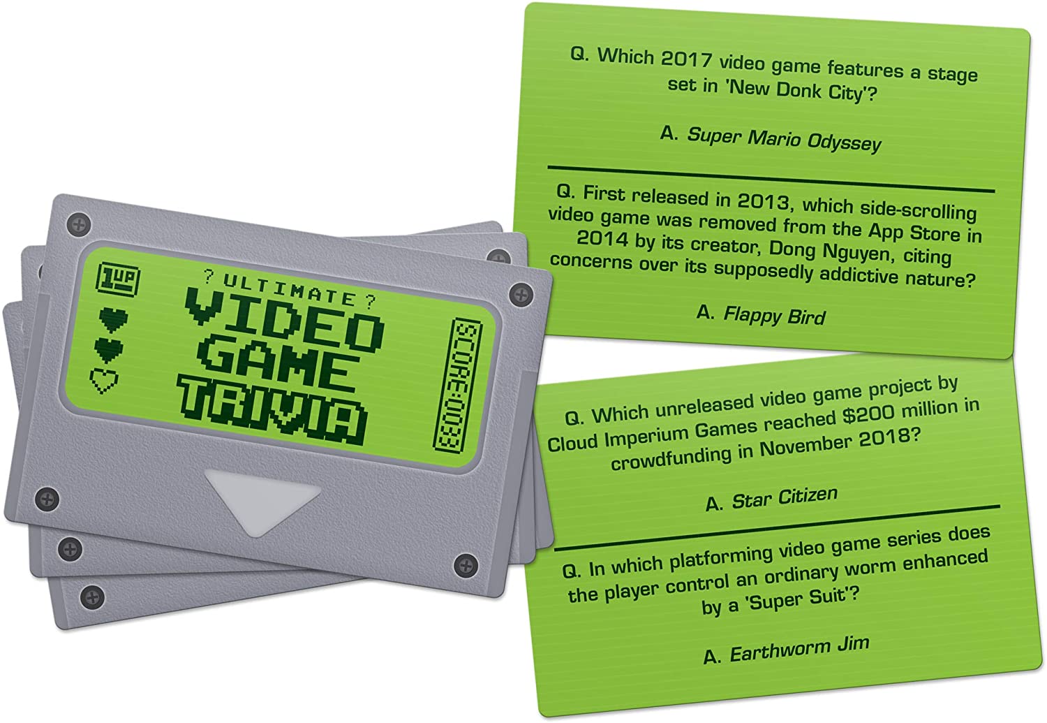 Professor Puzzle VIDEO GAME TRIVIA Set - Includes 300 Video Game Trivia Questions in a Retro Gameboy box, Indoor or Outdoor Activity Quiz, for Kids, Adults, Family, Friends