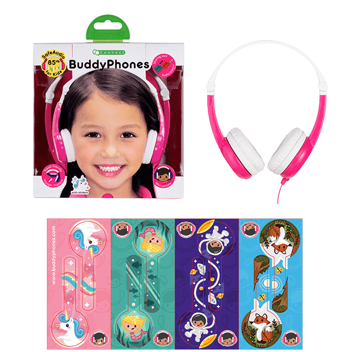 BuddyPhones - Connect On-Ear Wired Headphones Pink