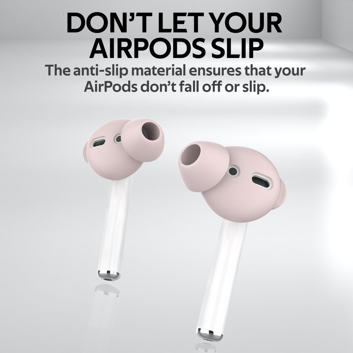 Promate AirPods Ear Tips, Ultra-Slim Silicone Anti-Slip Noise-Isolating Earbuds Cover with Anti-Slip Sweat-Resistant Design and Silicone Carrying Pouch for Apple AirPods and AirPods 2, PodSkin Pink