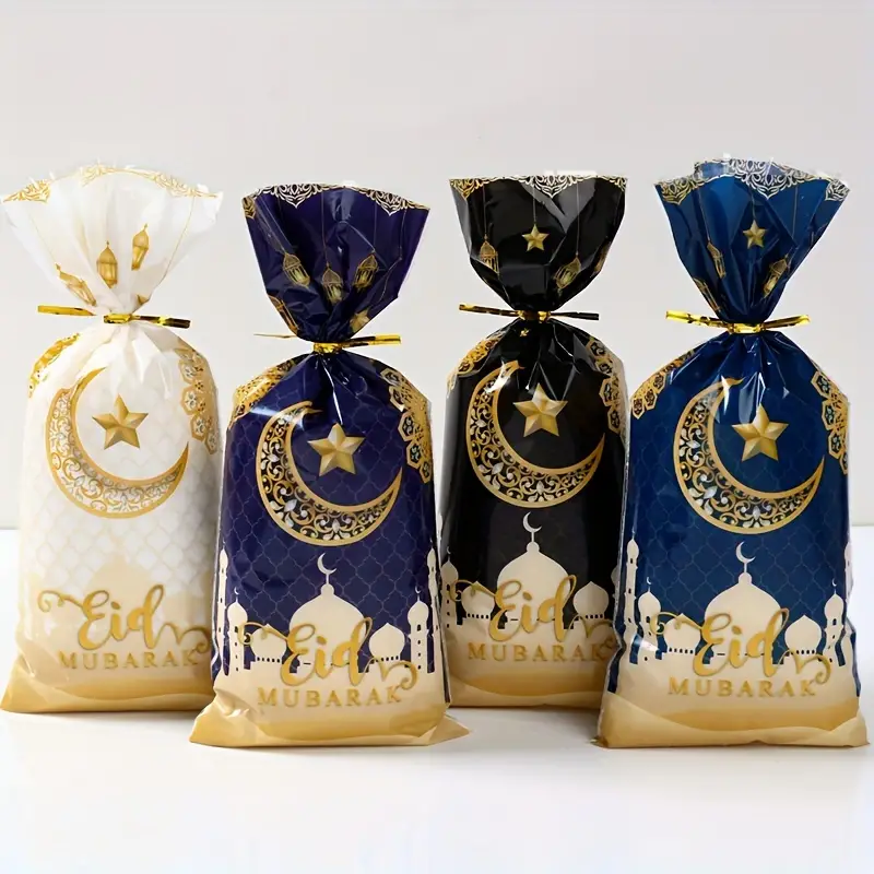 100pcs, Eid Mubarak Gift Bags Candy Cookie Bag Ramadan Kareem