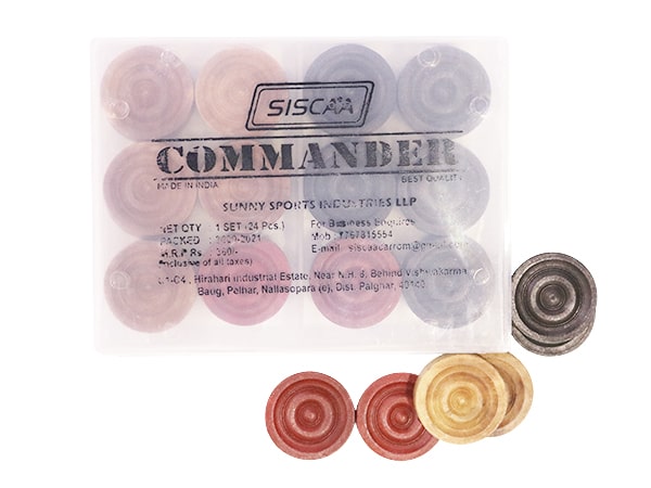 Siscaa Carrom Commander Coin Set 9mmToys & GamesSiscaa Carrom Commander Coins Set 9MM Features/Specification: Smooth surface with excellent re-bounce carrom striker. Light in weight, in standard size. Combo pack of carrom striker, Carrom coins Durable and